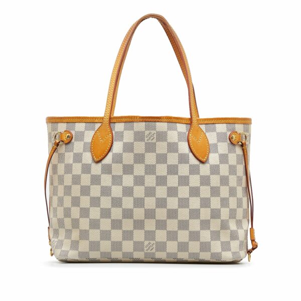 White LV Damier Azur Neverfull PM Tote Bag - Image 10