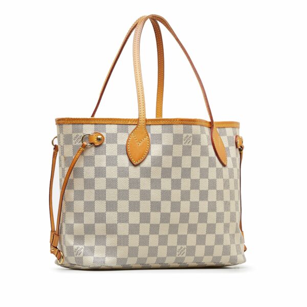 White LV Damier Azur Neverfull PM Tote Bag