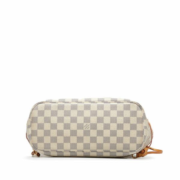 White LV Damier Azur Neverfull PM Tote Bag - Image 3