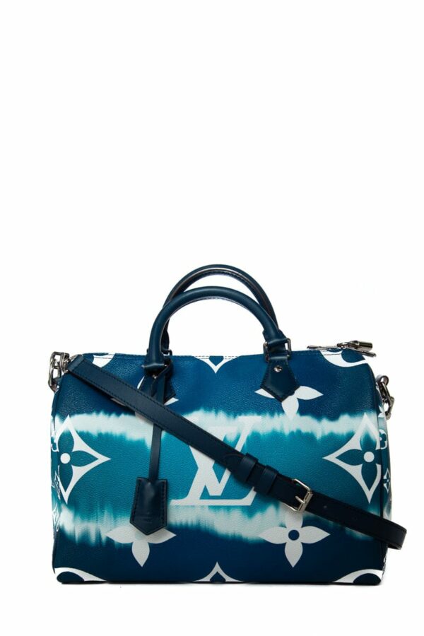 LV Blue Monogram Escale Speedy 3 Bandouliere Handbag - Image 7