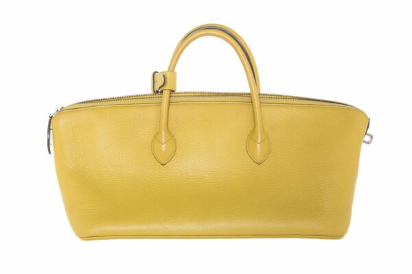 LV Maroquinerie Triangle Yellow Grained Leather Handbag - Image 3