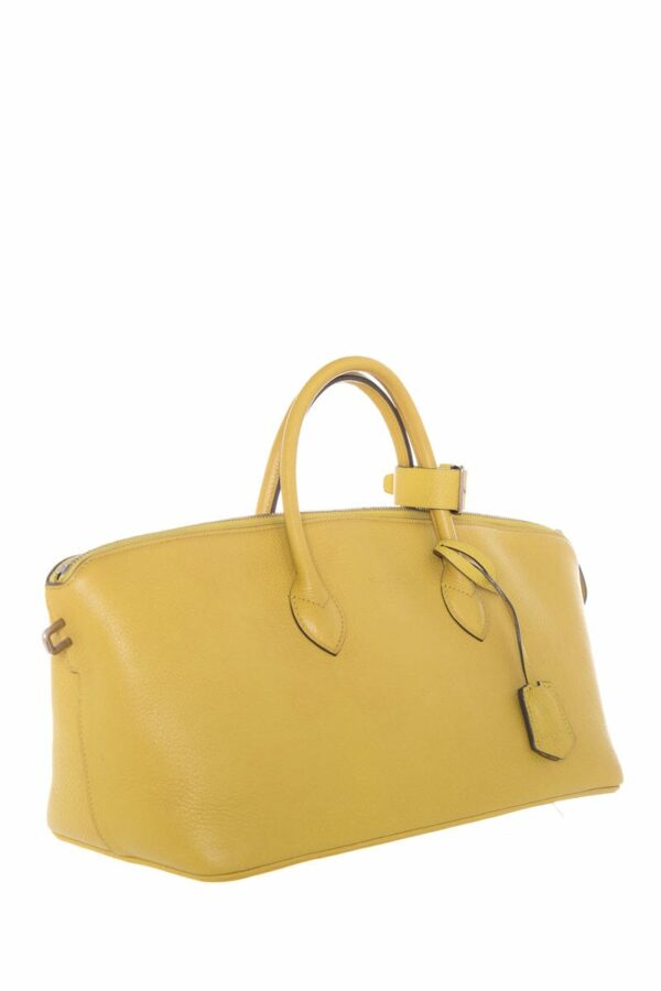 LV Maroquinerie Triangle Yellow Grained Leather Handbag - Image 2