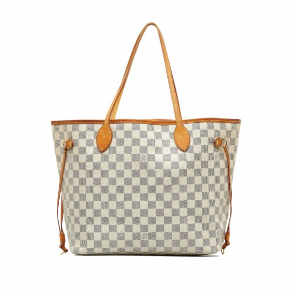 White LV Damier Azur Neverfull MM Tote Bag - Image 12