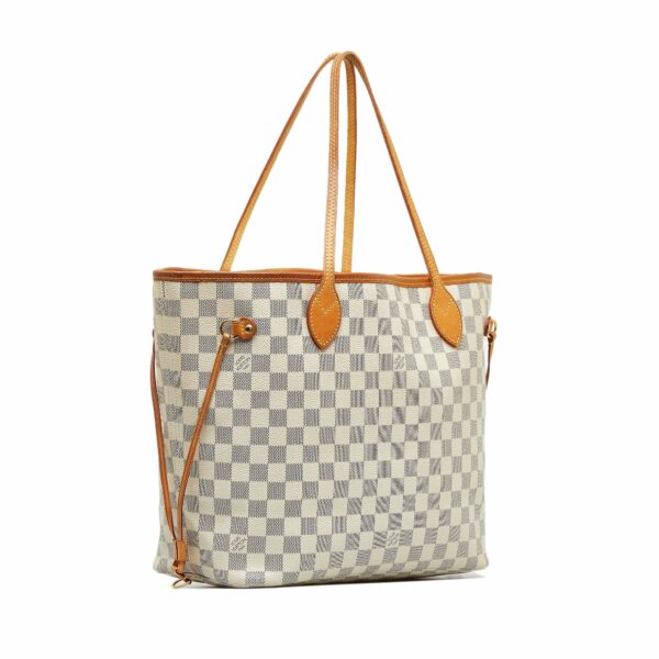 White LV Damier Azur Neverfull MM Tote Bag