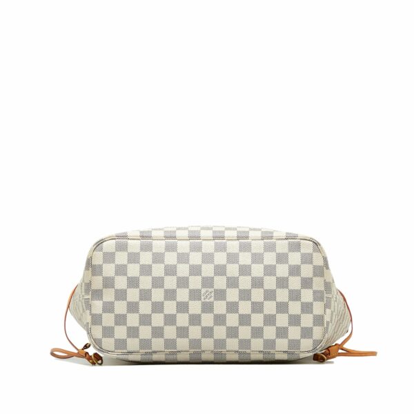 White LV Damier Azur Neverfull MM Tote Bag - Image 3