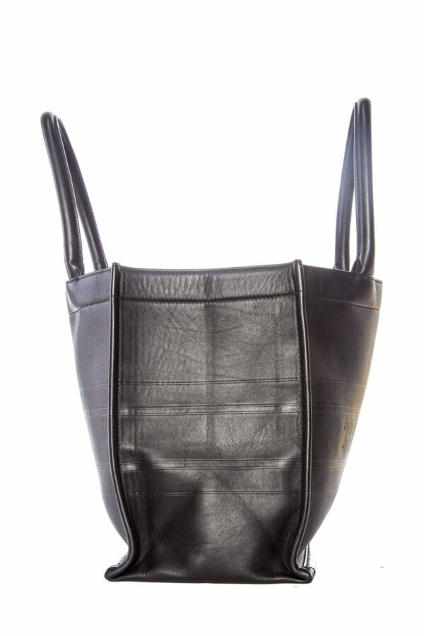 Christian Dior Black Leather Embossed Logo Tote - Image 3