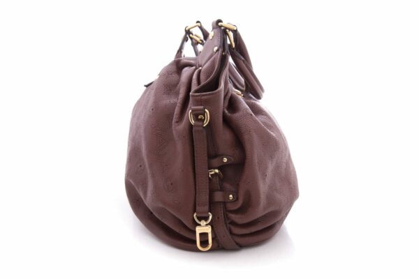 LV Brown Leather Monogram Mahina Hobo Handbag - Image 3