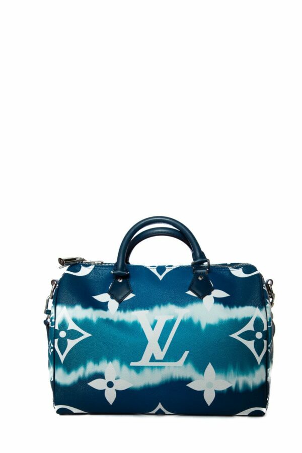 LV Blue Monogram Escale Speedy 3 Bandouliere Handbag - Image 4