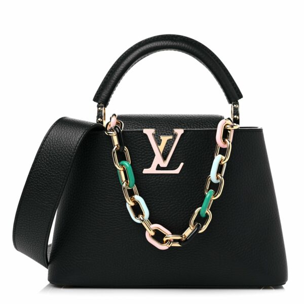 LV Taurillon Enamel Chain Capucines Mini Black Multicolor - Image 2