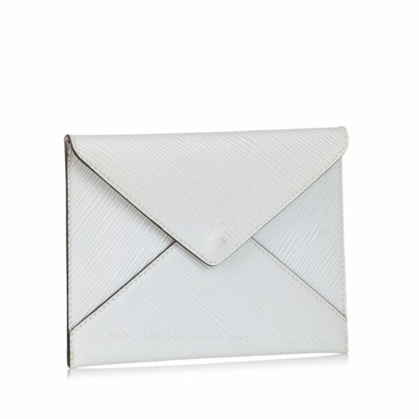 LV Envelope Clutch Electric White Epi