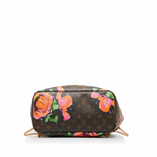 Brown LV Monogram Roses Neverfull MM Tote Bag - Image 3