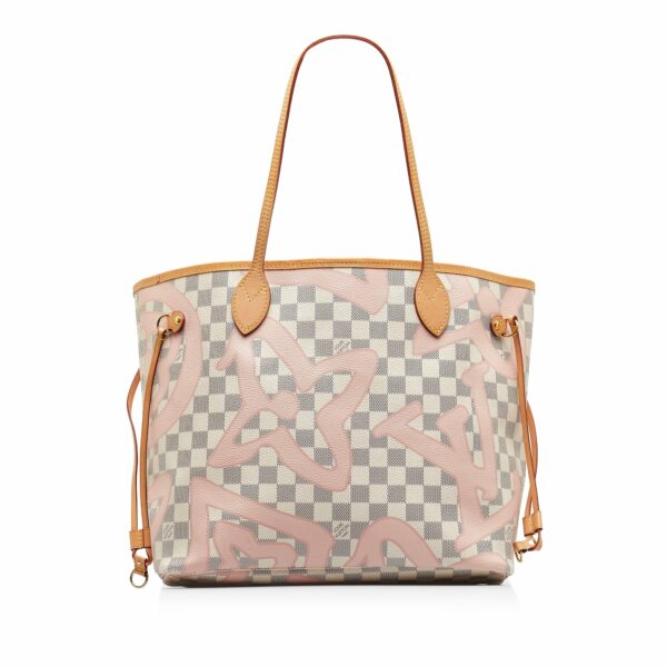 White LV Damier Azur Tahitienne Neverfull MM Tote Bag - Image 11