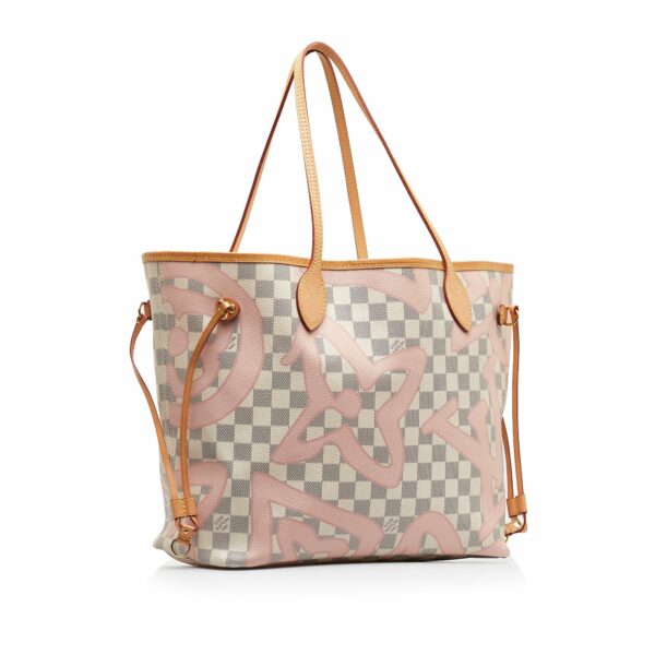 White LV Damier Azur Tahitienne Neverfull MM Tote Bag