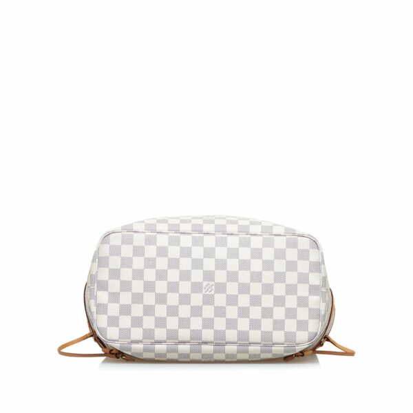 White LV Damier Azur Neverfull MM Tote Bag - Image 3