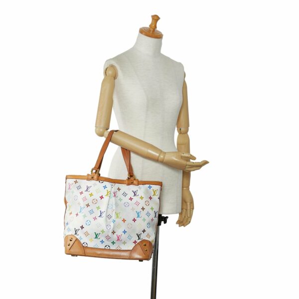 White LV Monogram Multicolore Sharleen MM Tote Bag - Image 15