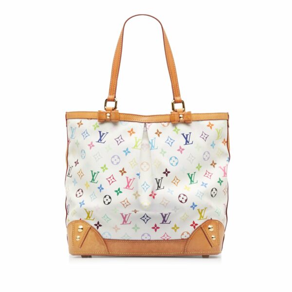 White LV Monogram Multicolore Sharleen MM Tote Bag - Image 2