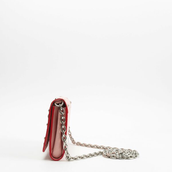 LV Epi Leather Twist Studded Wallet on Chain PM Pink - Image 4