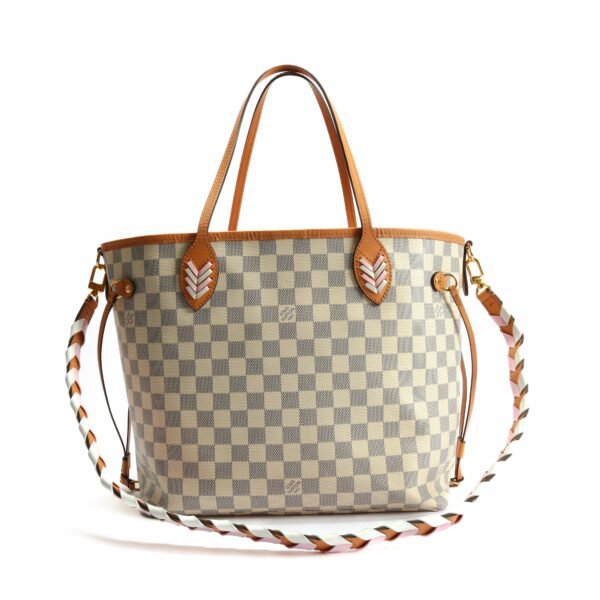 LV Neverfull MM Damier Azur Braided w/Pouch - Image 3