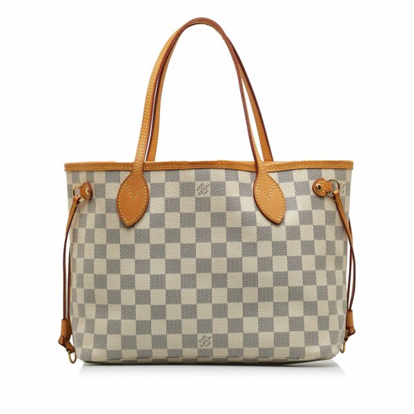 Gray LV Damier Azur Neverfull PM Tote Bag - Image 14