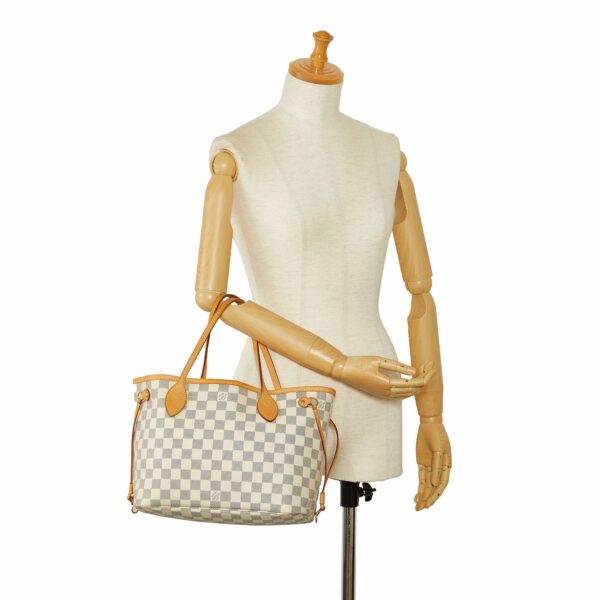 Gray LV Damier Azur Neverfull PM Tote Bag - Image 12