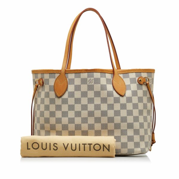 Gray LV Damier Azur Neverfull PM Tote Bag - Image 13