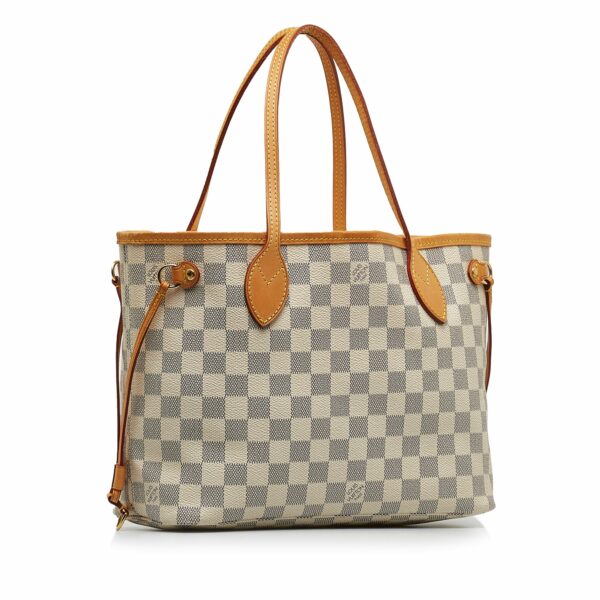 Gray LV Damier Azur Neverfull PM Tote Bag