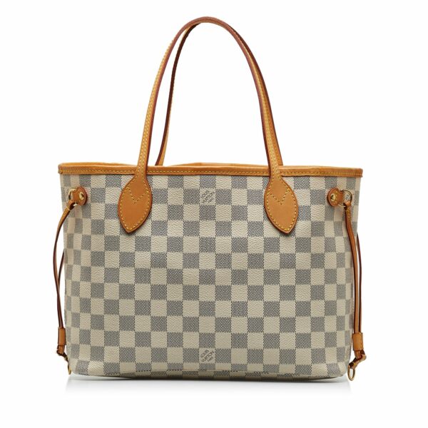 Gray LV Damier Azur Neverfull PM Tote Bag - Image 2