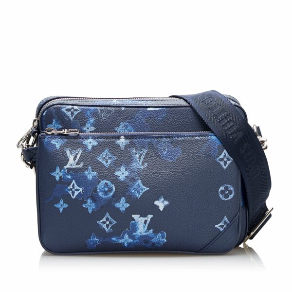 LV Trio Messenger Bag Blue Watercolor Ink Monogram Canvas