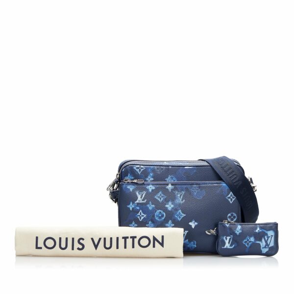 LV Trio Messenger Bag Blue Watercolor Ink Monogram Canvas - Image 11