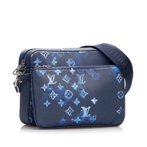 LV Trio Messenger Bag Blue Watercolor Ink Monogram Canvas - Image 2