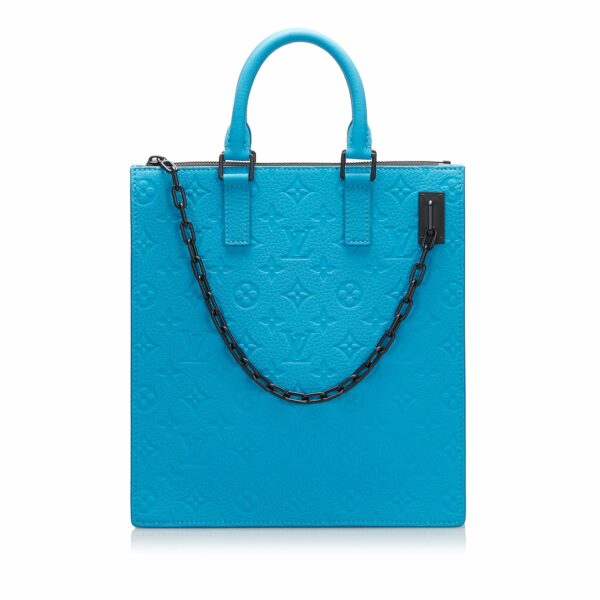 LV Sac Plat Blue Monogram Taurillon