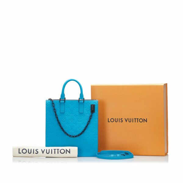 LV Sac Plat Blue Monogram Taurillon - Image 9