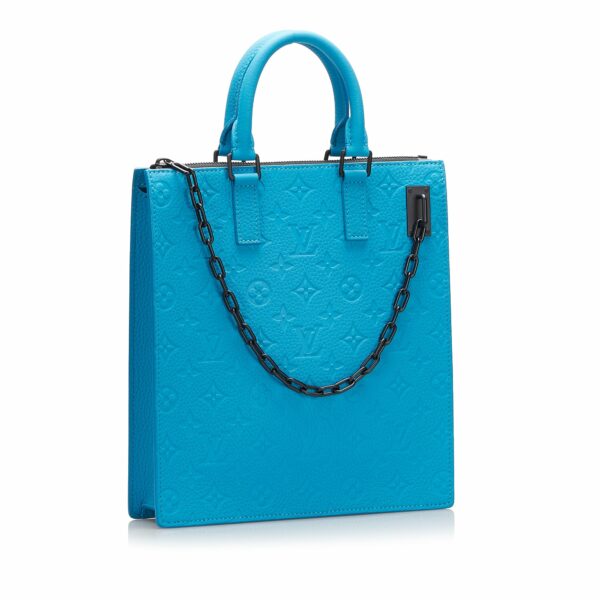 LV Sac Plat Blue Monogram Taurillon - Image 2