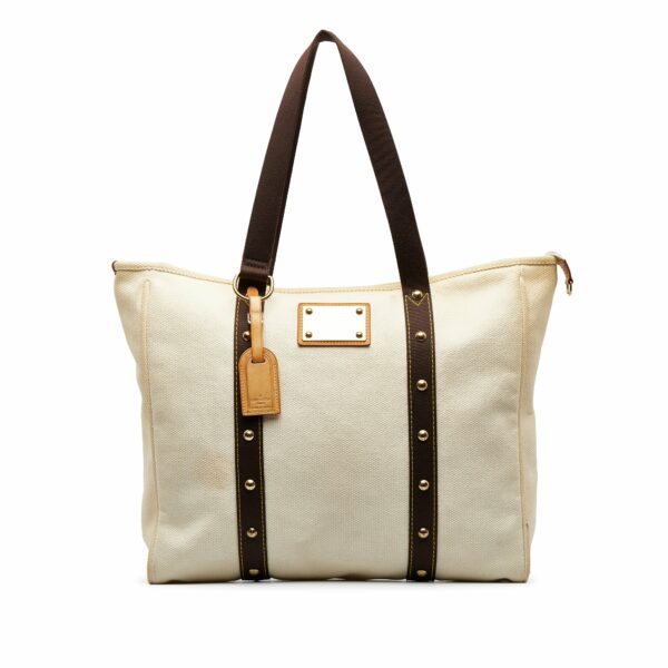 White LV Antigua Cabas GM Tote Bag - Image 13