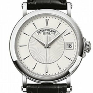 Patek Philippe Calatrava Automatic White Dial Black Leather Mens Watch 5153G-010