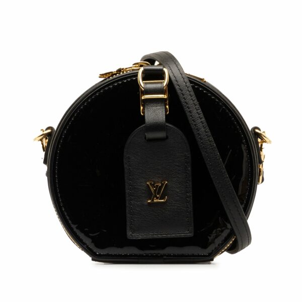 Black LV Vernis Mini Boite Chapeau Souple Crossbody Bag