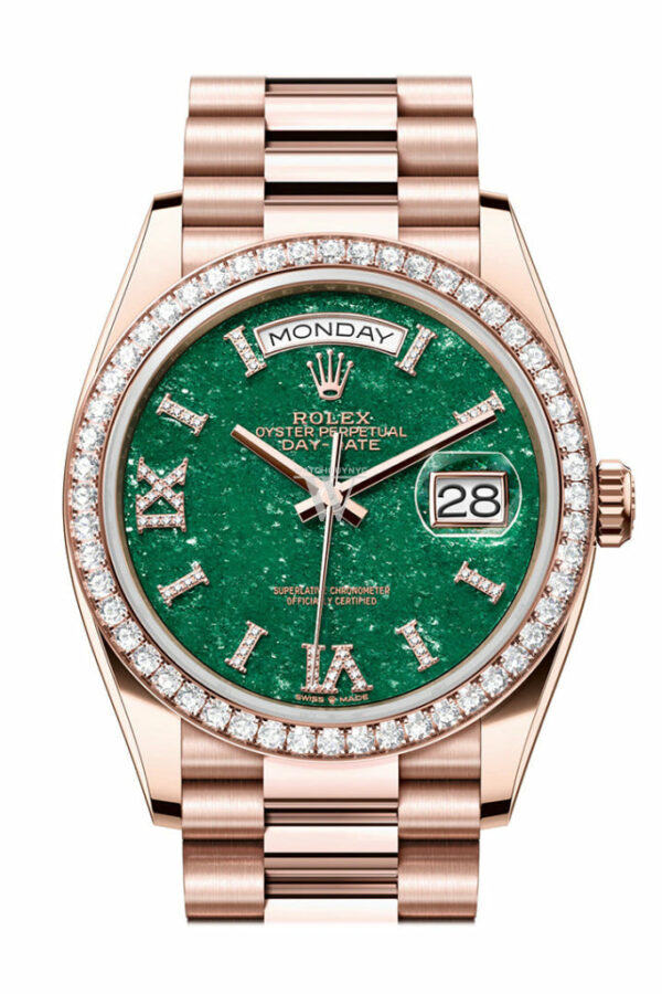 Day-Date 36 Green Aventurine Dial Diamond Bezel 18K Everose Gold President Watch 128345RBR