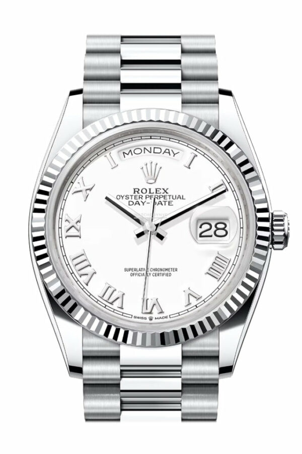 Day-Date 36 White Dial Fluted Bezel Platinum President Watch 128236