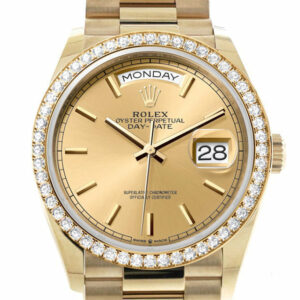 Day-Date 36 Gold Diamond Bezel Watch 128348RBR-0026 128348RBR