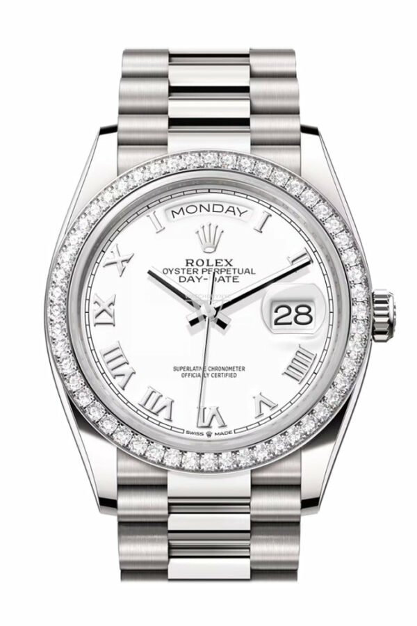 Day-Date 36 White Dial Diamond Bezel Platinum President Watch 128349RBR