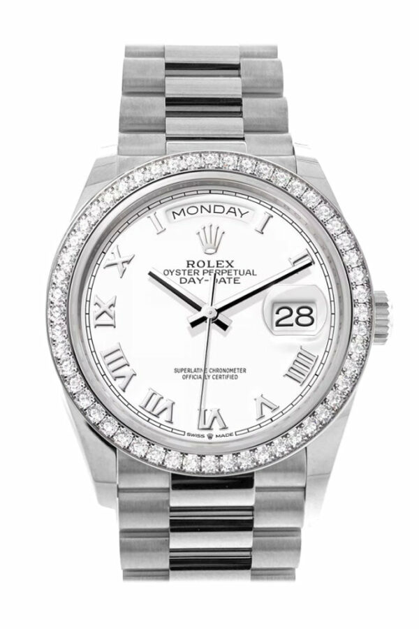 Day-Date 36 White Dial Diamond Bezel White Gold President Watch 128349RBR Day-Date 36 White Dial Diamond Bezel White Gold President Watch 128349RBR