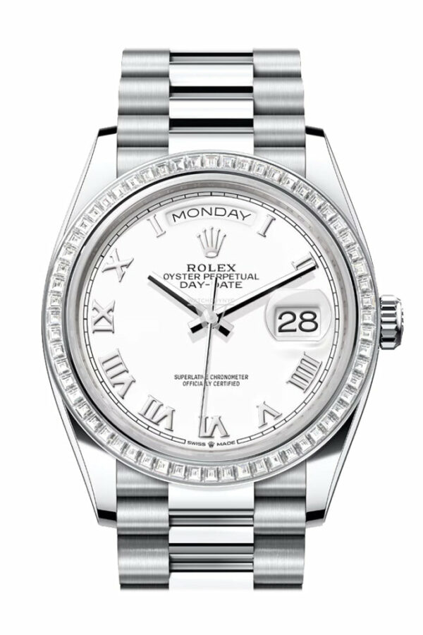 Day-Date 36 White Dial Diamond Bezel Platinum President Watch 128396TBR