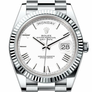 Day-Date 40 White Dial Fluted Bezel Platinum President Men's Watch 228236