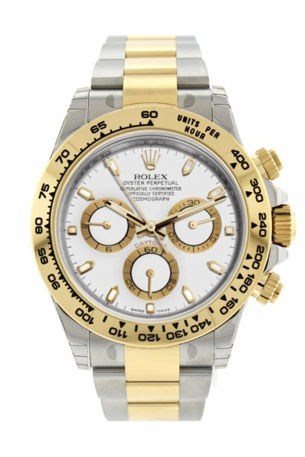 Cosmograph Daytona White Dial Stainless Steel And Gold Mens Watch 116503