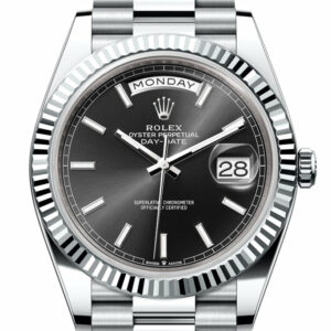 Day-Date 40 Black Dial Fluted Bezel Platinum President Men's Watch 228236