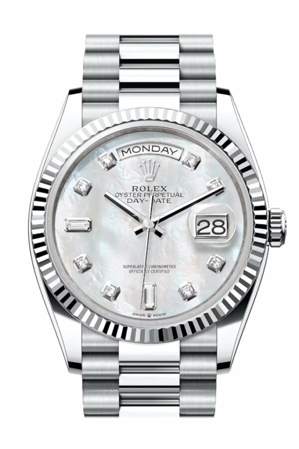 Day-Date 36 Mother of Pearl Diamond Dial Fluted Bezel Platinum President Watch 128236