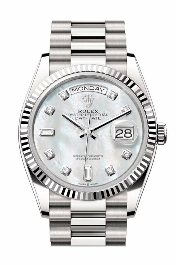 Day-Date 36 Mother of Pearl Diamond Dial Fluted Bezel White gold President Watch 128239