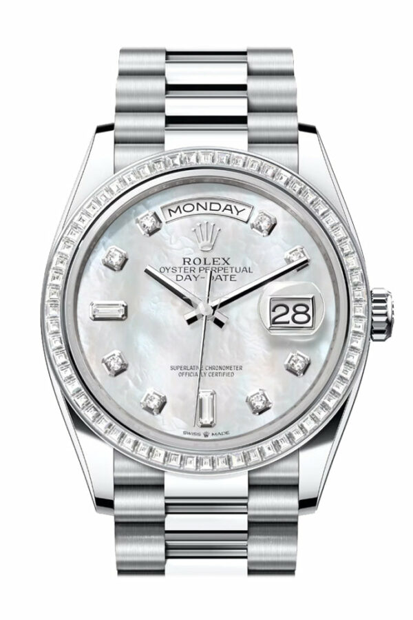 Day-Date 36 Mother of Pearl Dial Diamond Bezel Platinum President Watch 128396TBR