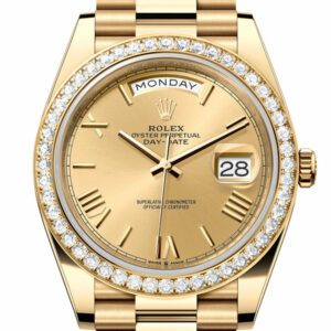 Day-Date 40 Champagne Roman Dial Diamond Bezel 18K Yellow Gold President Men's Watch 228348RBR 228348