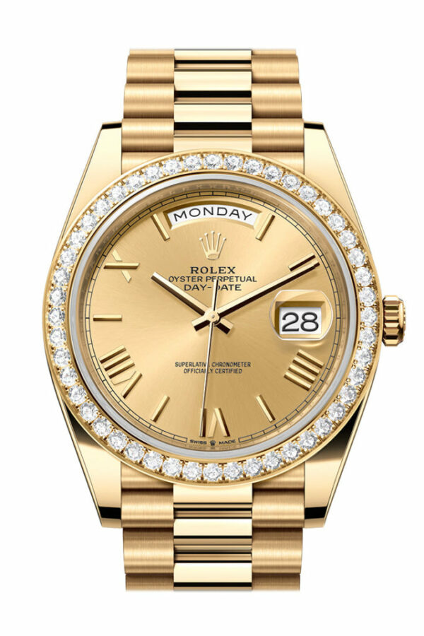 Day-Date 40 Champagne Roman Dial Diamond Bezel 18K Yellow Gold President Men's Watch 228348RBR 228348